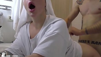 Bathroom Facial Hardcore Blowjob Doggystyle 